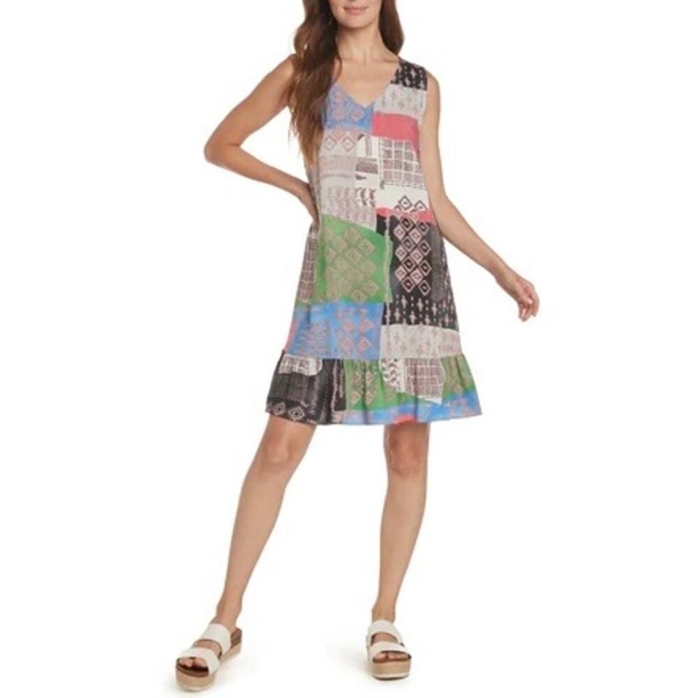Jams World Multi Pattern Ruffle Hem Tank Dress Size Medium